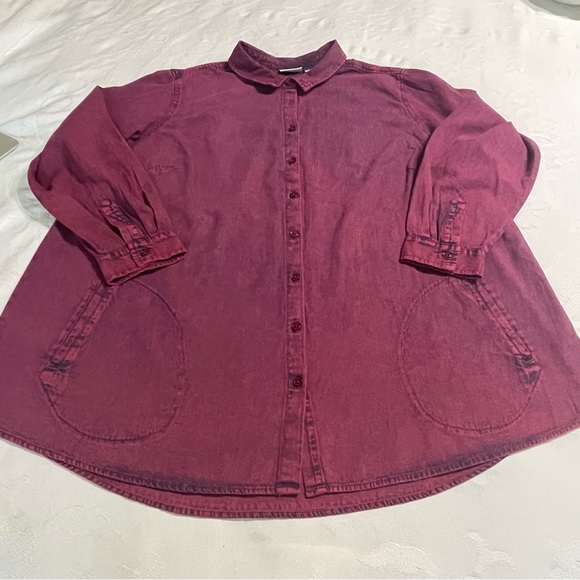 Joan Rivers Regular Vintage Washed Denim Shirt with Pockets 3X - Picture 3 of 15